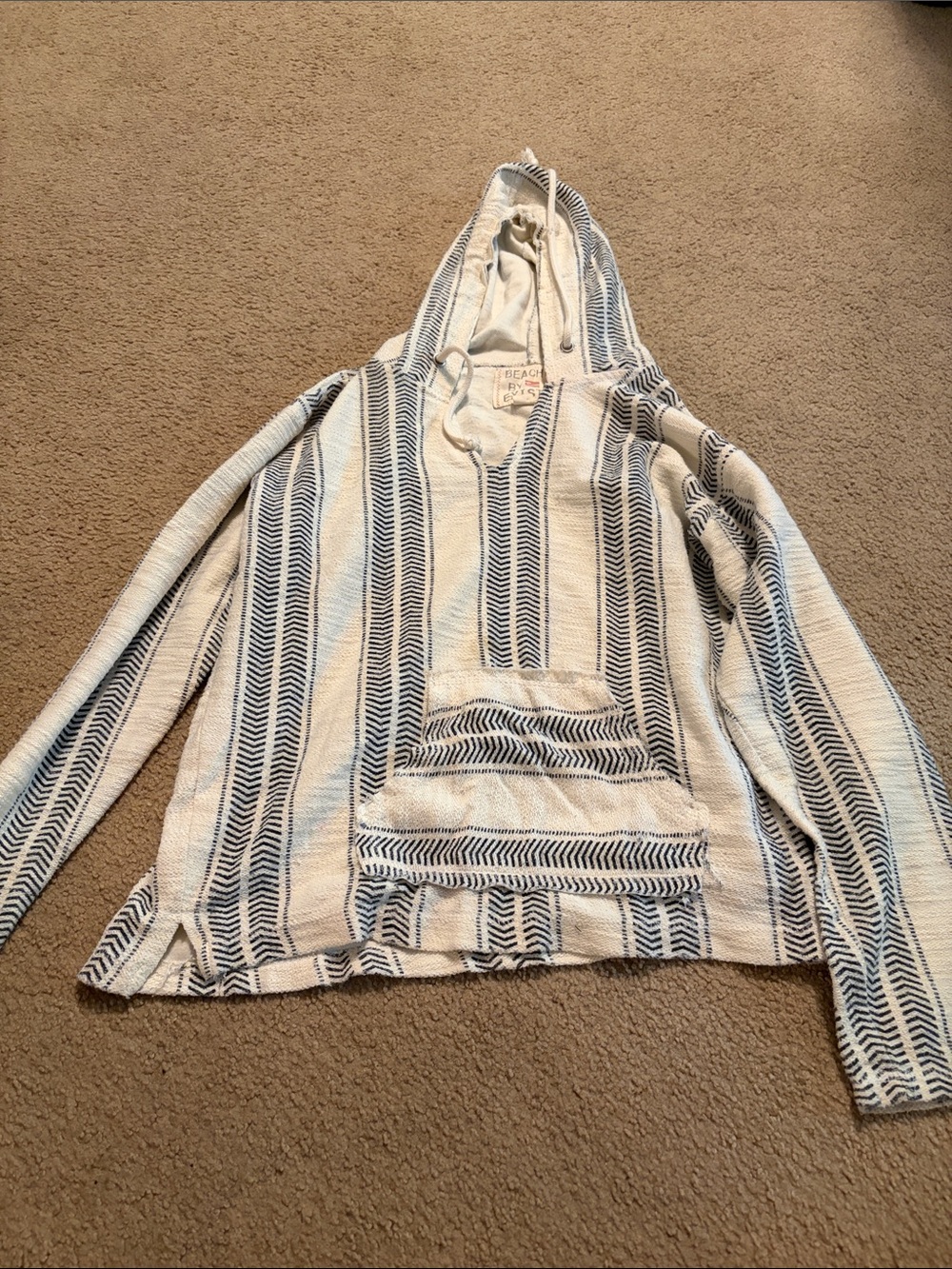 Beach By Exist Cream and Navy Striped Hooded Pullover